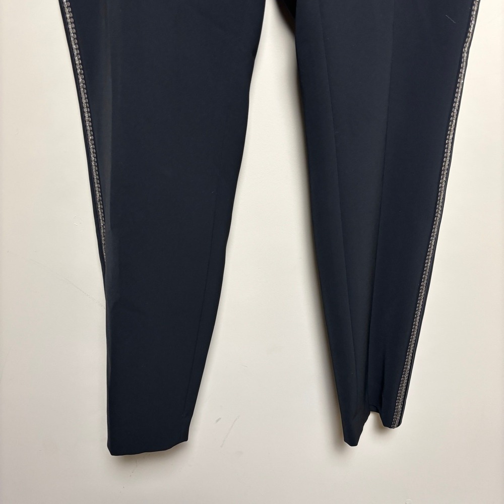 Lafayette 148 NY Manhattan Black Tapered Silver Bead Side Stripe Pants Womens 12 - Picture 3 of 9